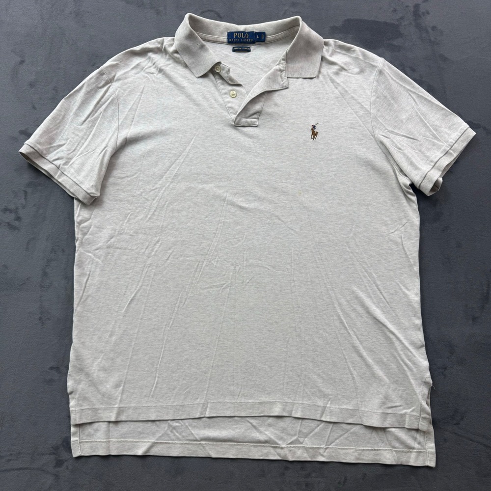 Polo Ralph Lauren Men Pima Soft Touch Polo Shirt Gray Heather Large Short Sleeve